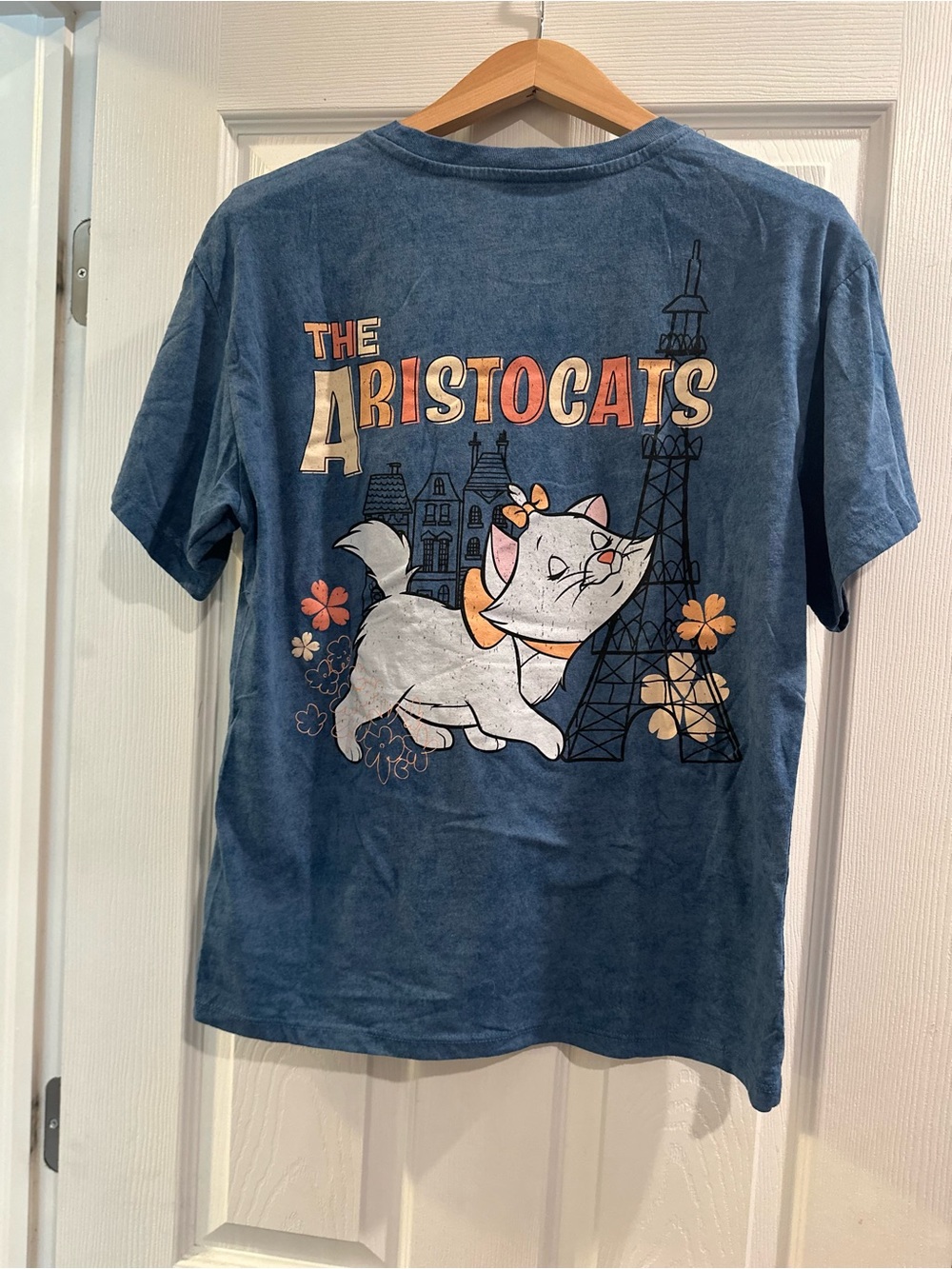 Disney The Aristocats Blue Graphic Cat Tee with Orange Accents